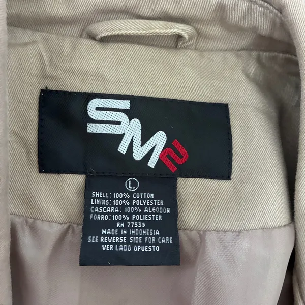 SM2 Tan Khaki Full Zip Cotton Utility Jacket Womens Large Mid-Length Coat‎ - Image 3