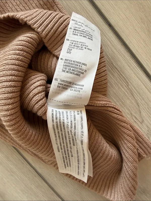 Abercrombie & Fitch Henley Ribbed Button Cuff Sweater Dress Tan Small NWT - Image 13