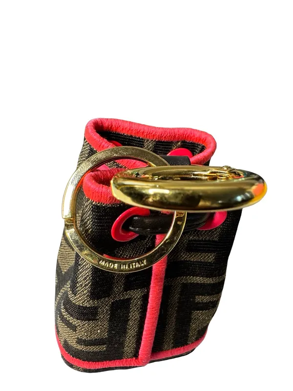 Fendi Zucca Monogram Nano Mon Tresor Bucket Bag Charm Neon Pink - Image 4