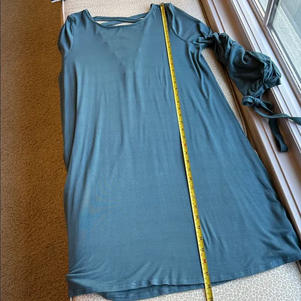 American Eagle Dark Teal Green Long Sleeve Criss Cross Back swing dress size XL - Image 12