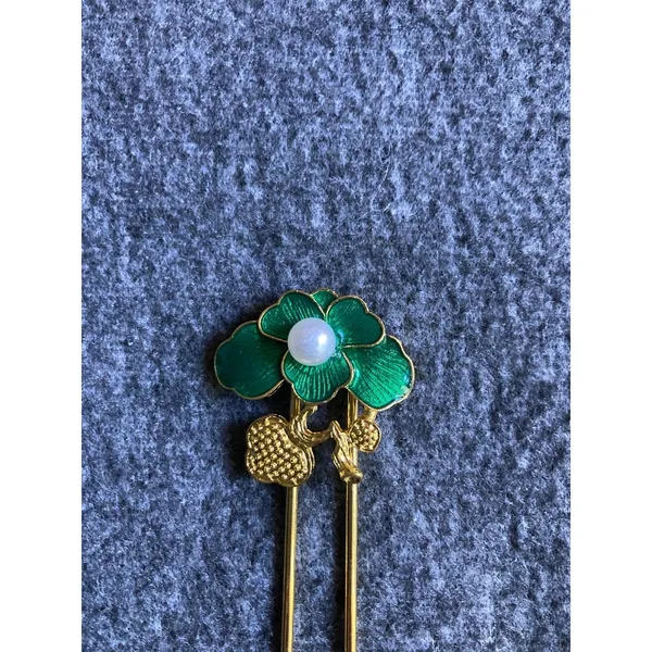 Hanfu Hair Accessories Vintage style Classical Rhinestone‎ lotus leaf Hair stick - Image 4