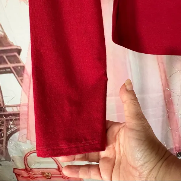 New Reformation-Style Red Top (Off-Shoulder Long Sleeve) Sz S - Image 5