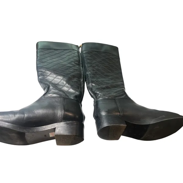 5.5 Tory Burch Claremont tall riding boots black quilted leather equestrian - Image 9