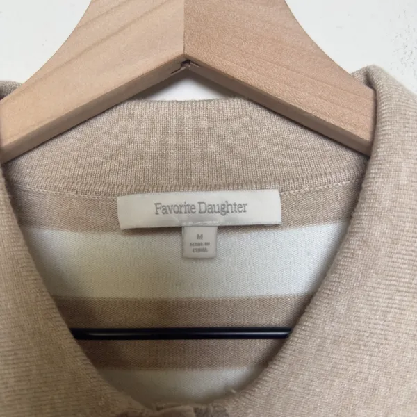 Favorite Daughter Women The Belle‎ Cardigan Sweater Medium Preppy Striped Polo - Image 10