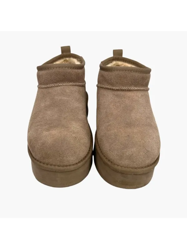 Bearpaw Shalini Low Suede Ankle Boots Wool Blend Lining Size 10 Beige - Image 4