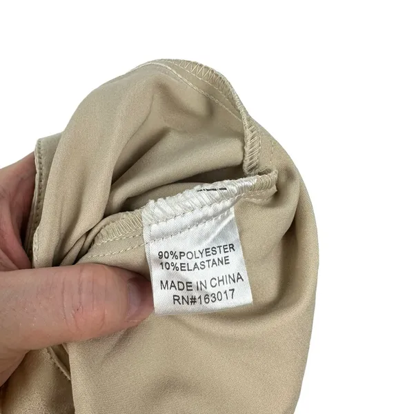 Princess Polly Amalia Pants Trousers Size 6 Tan Khaki Champagne Satin Wide Leg - Image 9