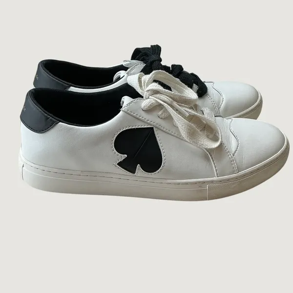 Kate Spade New York Fez White Black Leather Spade Logo Sneakers Womens 9B - Image 3