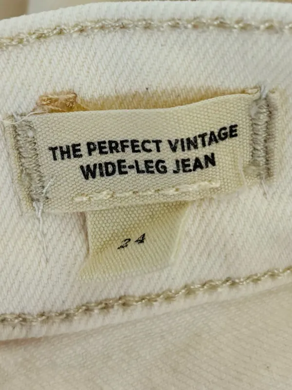 Madewell Perfect Vintage Wide Leg Jeans in Ivory Off White Patch Pockets Size 24 - Image 5