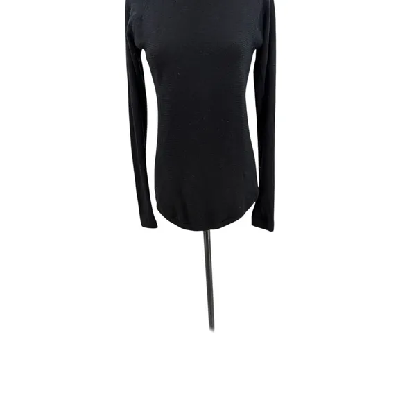 Lululemon Black Knit‎ Crewneck Sweater Raglan Logo Charm Size XS Small - Image 4