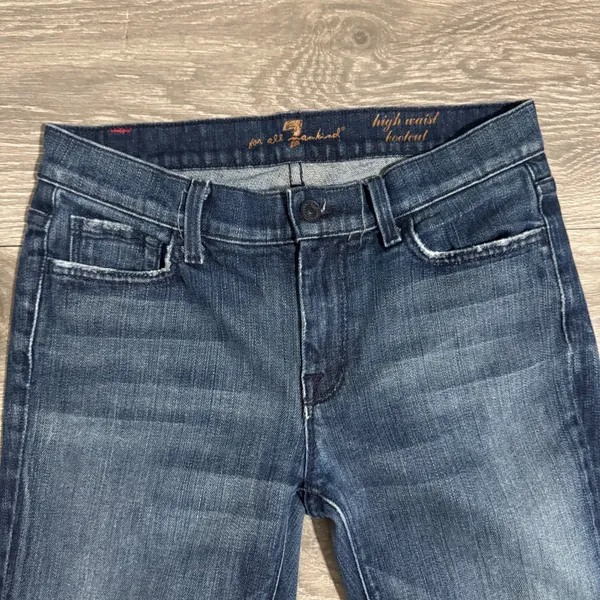 7 For‎ All Mankind Mid Waist Bootcut Y2K Jeans Women Sz 28 Dark Wash Cropped USA - Image 2