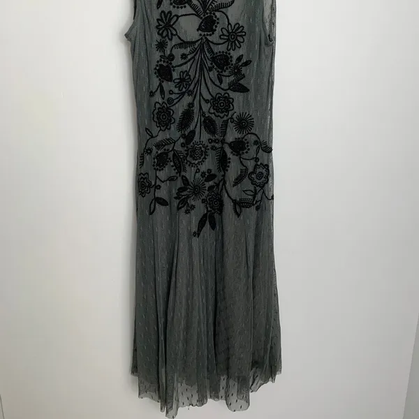 BIYA Darya Mesh Grey Embroidered Dress Womens XS Johnny Was - Image 9