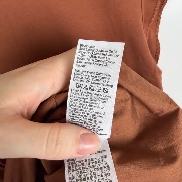 J Crew Bubble Hem Mixy Mini‎ Dress Large Terracotta Brown Old Money Mixed Media - Image 11