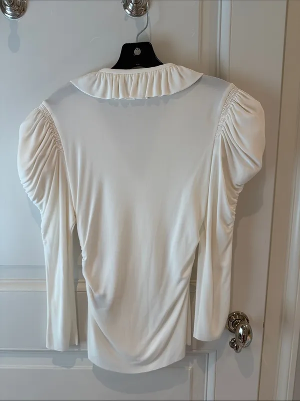 Isabel Marant Cream Gathered Long Puff Sleeve Blouse - Image 3