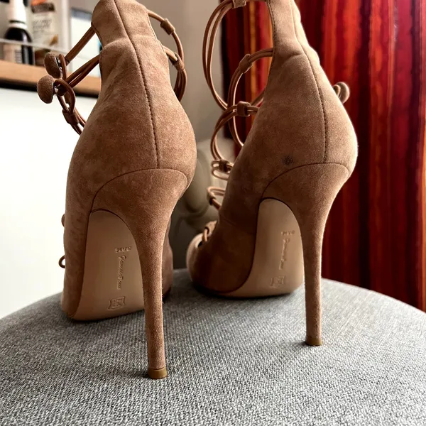 gianvito rossi marquis suede pumps straps size 38.5 38 1/2 dust pink - Image 3