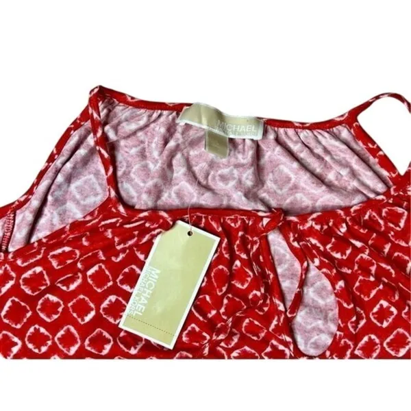 Michael Kors Orange‎ Red Open Shoulder Keyhole Blouse LARGE Bohemian NWT - Image 3