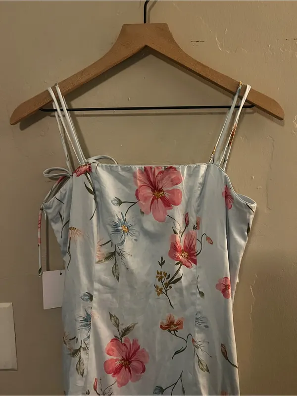Petal & Pup Light Blue Floral Maxi Dress with‎ Pink Blooms Size 8 NWT - Image 5