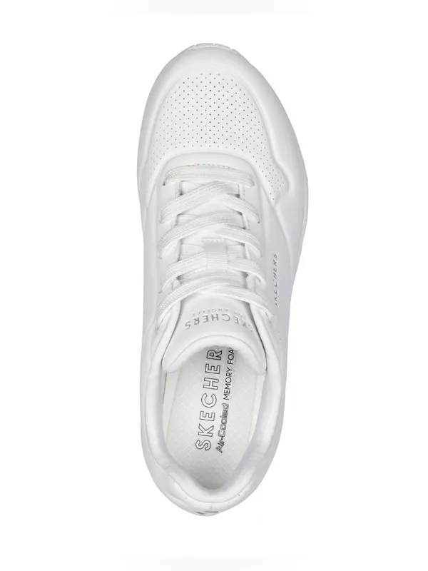 Skechers Uno-Flex All-White Low-Top Lace-Up Sneakers Size 7.5 - Image 4