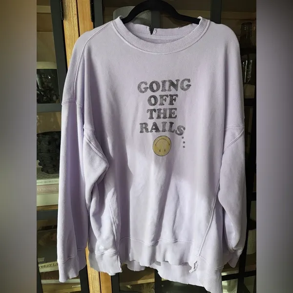 Aerie crewneck the chill sweatshirt off the rails graphic ribbed smiley face - Image 3