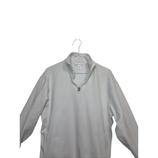 Athleta Quarter Zip Sweatshirt Womens XS Light Gray Cotton Blend Pullover Pocket - Image 4