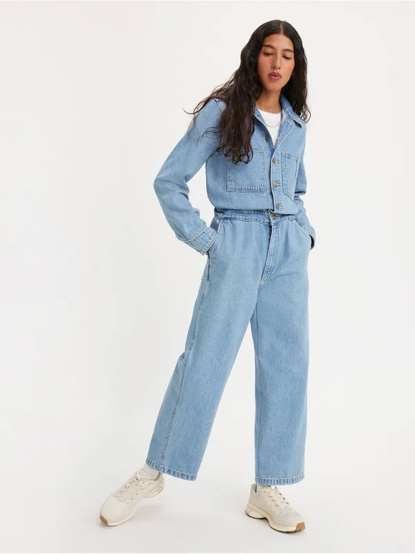 NWOT Levi's Iconic Jumpsuit Light Wash Blue XS Pockets - Image 3