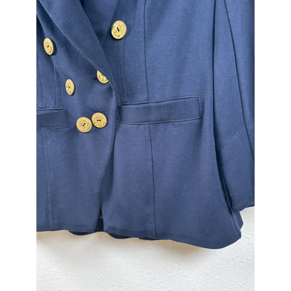 Cabi Size‎ 4 Navy Blue Double Breasted Blazer Gold Anchor Buttons Professional - Image 9