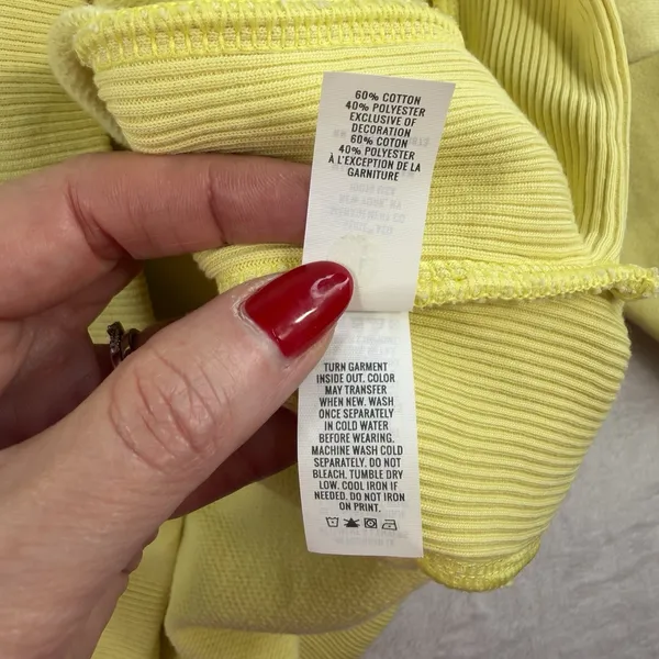Aerie L Large Good Vibes Oversized Sweatshirt Tunic Long Sleeve Crew Neck Yellow - Image 7