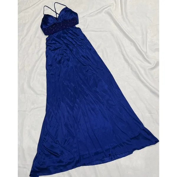 B. Darlin Royal Blue Formal Gown Size 1/2 Junior Prom Dress Side Cutout Ruched - Image 4