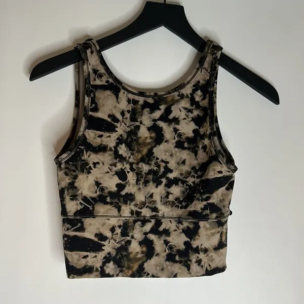 LULULEMON Power‎ Pivot Tank Top Everlux Ice Dyed Reversible Black Tan Size Small - Image 3