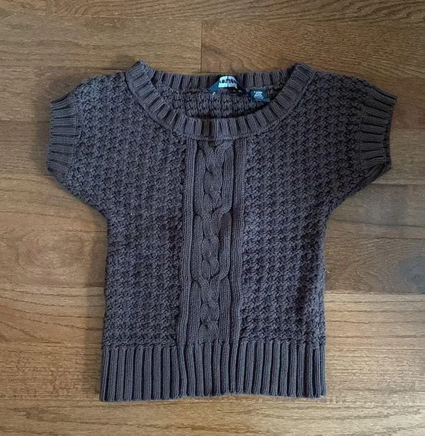 Wet Seal Vintage y2k cable knit brown short sleeve baby doll sweater - Image 5