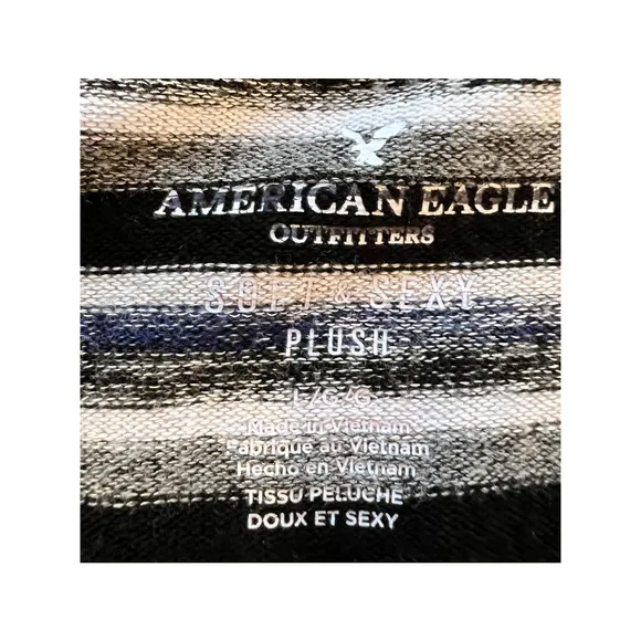 American Eagle‎ Outfitters Soft and Sexy Plush Long Size L Black Blue Gray White - Image 3