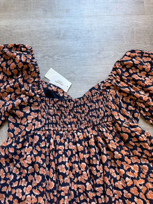 (NWT) Abercrombie & Fitch Floral Babydoll Long Sleeves Short Dress Size L - Image 9