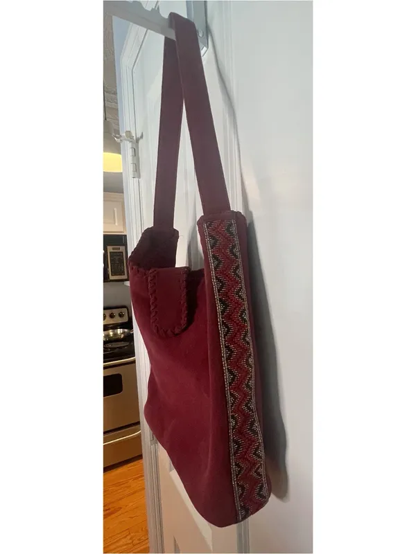 Sundance Leather Hobo Bag Suede Side Beaded Handbag Purse Southwest Boho Western - Image 10