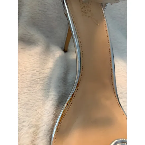 Jewel Badgley Mischka Heeled Sandals Stiletto‎ Silver Braided Strap 8.5 - Image 7