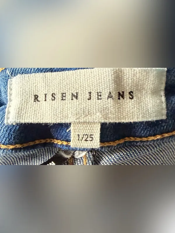 Risen Ladies High Rise Crop Wide Leg Frayed Hem Size 1/25 - Image 5