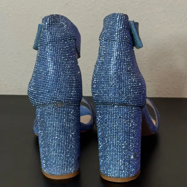 Jeffrey Campbell Blue Rhinestone Block Heels Mismatched Size Left 7.5 Right 8 - Image 10