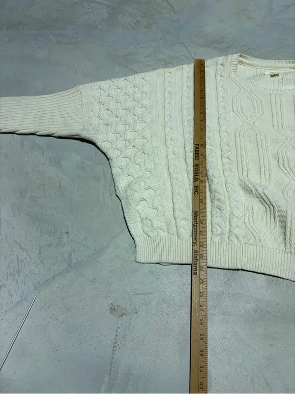 Anthropologie Maeve Cream Cable Knit Women's Sweater x-large - Image 4