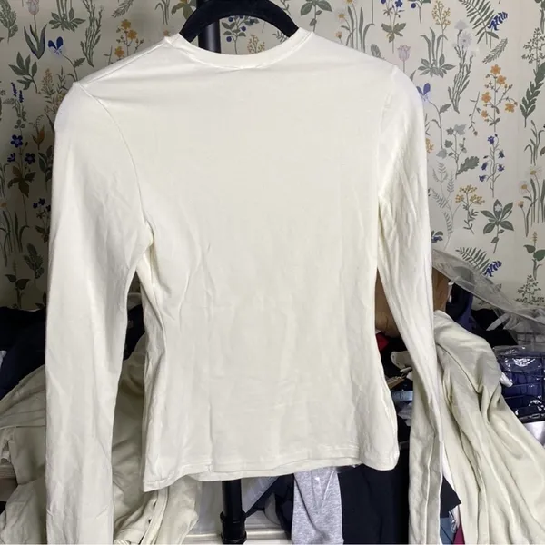 NWT Skims (B8) Cotton Jersey Long Sleeve T-Shirt Crew Neck Pullover Bone Size L - Image 4