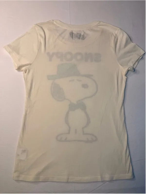 Old Navy Collectabilitees Snoopy Short Sleeve Graphic Tshirt M Off-White Retro - Image 2