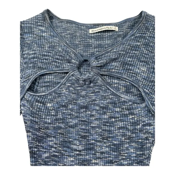 Abercrombie & Fitch Blue Ribbed Bodysuit Long Sleeve Cutout Tie Front Women S - Image 9