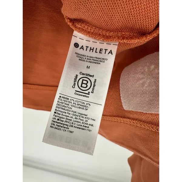 Athleta Sweatshirt‎ Women MEDIUM NWT Orange Sunbaked Clay Retroterry Polo - Image 8