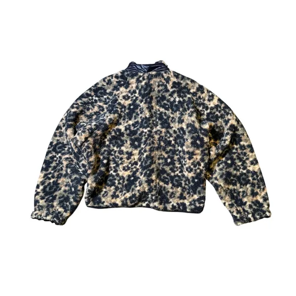 Calme Green Tan Black Printed Fleece Jacket - Image 7
