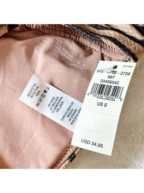 NWT Aerie Pique Triangle Zebra Stripes Bikini Top - Size: Small - Image 3