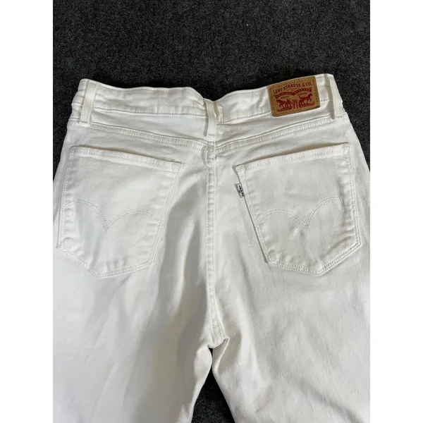 Levis 721 High Rise Skinny Ankle Jeans White‎ Distressed Raw Hem Size 30 - Image 5