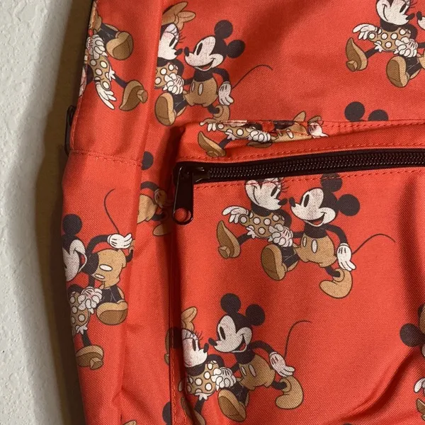 NWT Disney Mickey Mouse & Minnie Mouse print Coral Classic Backpack - Image 2