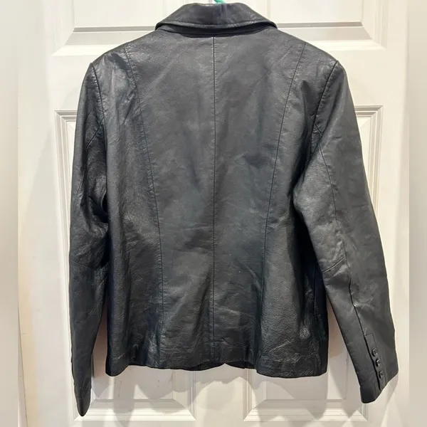 Uniform John Paul Richard Black Genuine Leather Blazer Jacket Size 8 RN 95619 - Image 4