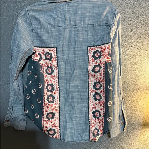 Free People Born Free Bandana Print Chambray Western Shirt - Image 5