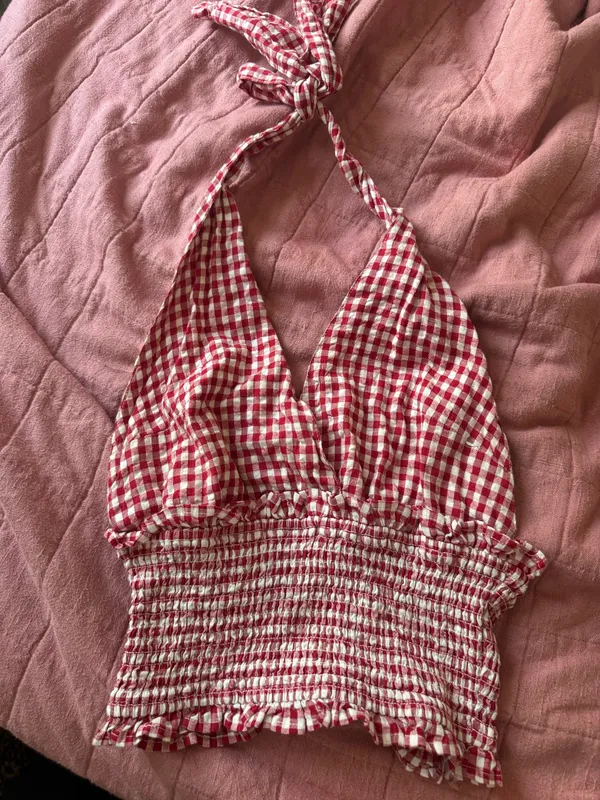 Boutique Red Gingham Halter Top - Image 2