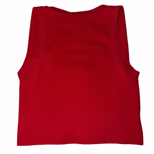 Garage red cropped ribbed tank top - Image 2