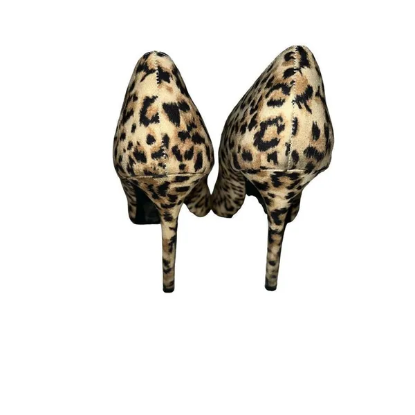 Qupid Leopard Print Pointed Toe Stiletto Pumps Womens Size 6.5 Faux Suede Heels‎ - Image 4