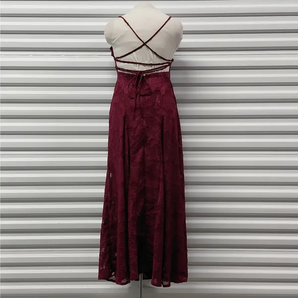 AU D'AMOUR Womens Dress Size Small Burgundy Midi Open Back Cocktail Party - Image 4